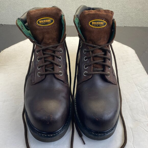 Wolverine Boots Mens 9.5 EE Steel Toe Work Clint Waterproof Leather Dark Brown main image 5
